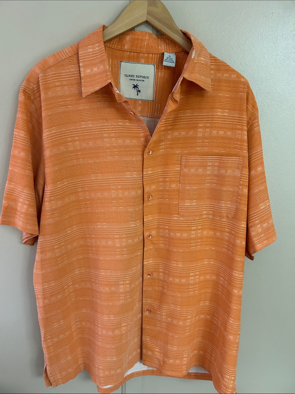 Island Republic Orange Striped Short-Sleeve Button-Down Shirt